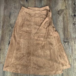 Suede wrap skirt